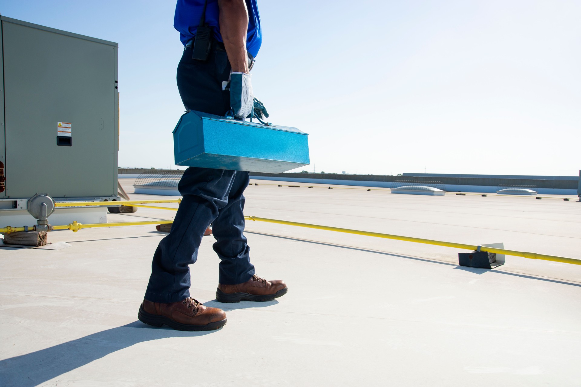 Industrial plant maintenance on the roof